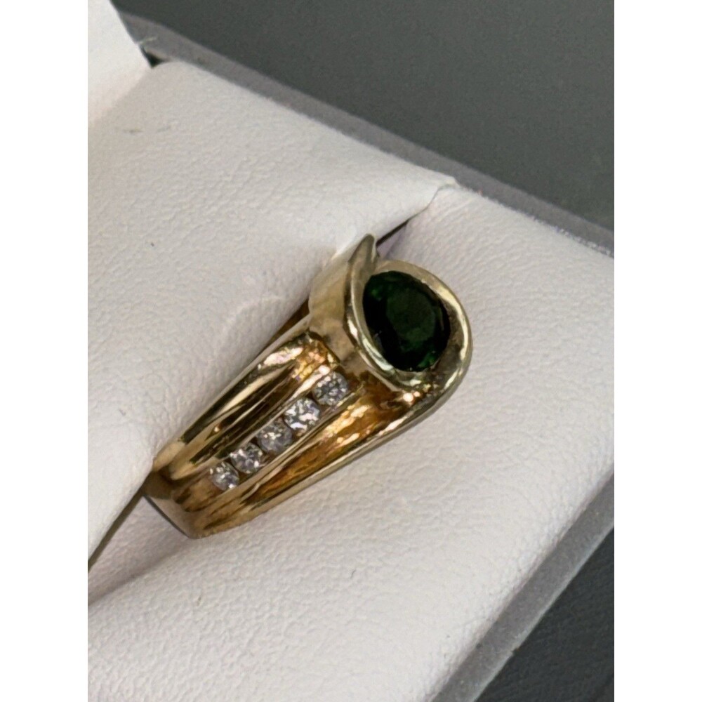 14k Green Tourmaline And Diamond Ring Size 5.75 - Picture 3 of 9